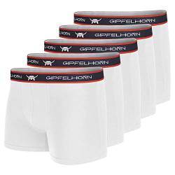 GIPFELHORN Unterhosen Männer (5er Pack) - Hergestellt aus feinster Baumwolle - Boxershorts Herren mit extra Dank Drucketikett - Herren Boxershorts (Weiss, L) von GIPFELHORN