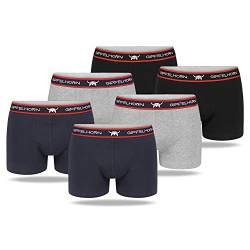 GIPFELHORN Unterhosen Männer (6er Pack) - Hergestellt aus feinster Baumwolle - Boxershorts Herren mit extra Dank Drucketikett - Herren Boxershorts (Grau Melange, Schwarz, Marineblau, XXL) von GIPFELHORN