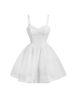 Kleider für Frauen Solides Bustier-Cami-Kleid (Color : White, Size : L) von GITEES