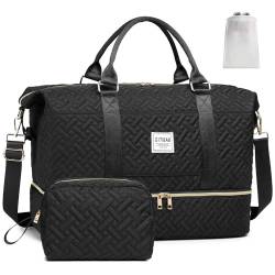 Weekender Bag für Damen, Gesteppte Reisetasche, 50 l, große Tragetasche, Krankenhaustasche für Arbeit und Lieferung, Schwarz von GITIBAB