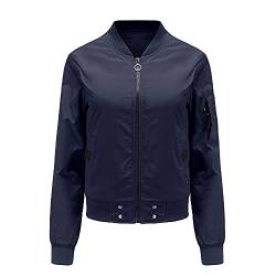 GITVIENAR Bomberjacke Damen Leichte Übergangsjacke Wasserdichte Damenjacke Herbst Frühling Langarm Fliegerjacke Freizeit Jacke Frauen Pilotenjacke für Freizeit Reisen Outdoor (Marine, L) von GITVIENAR