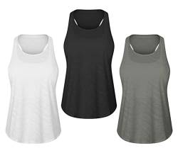 GITVIENAR Damen Tank Top Sport - 2 in 1 Rückenfrei Oberteile Shirt mit Brustpolster Yoga Atmungsaktive Laufshirt Ärmellos Sportshirt Casual T-Shirt 3er Pack von GITVIENAR