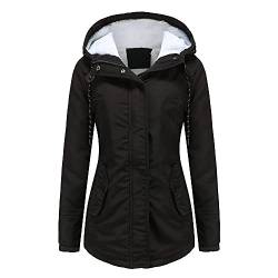 GITVIENAR Damen Wintermantel, Winterparka Gefüttert Slim Design mit Kapuze Elegant Warm Winter Jacke Parka Übergangsjacke Steppmantel Damen Frauen mädchen von GITVIENAR