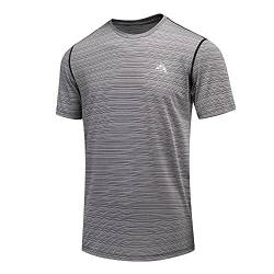 GITVIENAR Funktionsshirt T-Shirt Herren Kurzarm Männer, Atmungsaktives Sport Shirt Kurzarmshirt Funktionsshirt Laufshirt T Shirt,1er Pack (Grau, M) von GITVIENAR