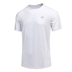 GITVIENAR Funktionsshirt T-Shirt Herren Kurzarm Männer, Atmungsaktives Sport Shirt Kurzarmshirt Funktionsshirt Laufshirt T Shirt,1er Pack (Weiß, XL) von GITVIENAR