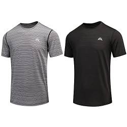 GITVIENAR Funktionsshirt T-Shirt Herren Kurzarm Männer, Atmungsaktives Sport Shirt Kurzarmshirt Funktionsshirt Laufshirt T Shirt,2er Pack (Grau/Schwarz, M) von GITVIENAR