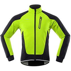 GITVIENAR Herren Fahrradjacke, Winddichte Wasserdichte Radjacke mit Fleece, Warme Reflektierende Fahrradbekleidung für Winter, Thermo Langarm Jacke zum Radfahren Joggen Wandern (Grün, XL) von GITVIENAR