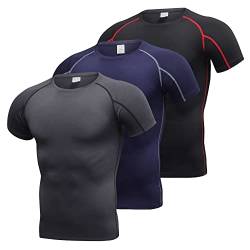 GITVIENAR Herren Funktion Kompression Sportbekleidung Fitness Set - mit 3 Stück Kompressionsshirt + 3 Stück Kompressionsshirt Atmungsaktiv Funktionsshirt Herren für Running Workout Jogging Laufen Gym von GITVIENAR