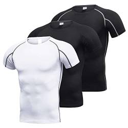 GITVIENAR Herren Funktion Kompression Sportbekleidung Fitness Set - mit 3 Stück Kompressionsshirt + 3 Stück Kompressionsshirt Atmungsaktiv Funktionsshirt Herren für Running Workout Jogging Laufen Gym von GITVIENAR