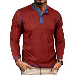 GITVIENAR Herren Langarmshirt, hochwertiger Stoff, Kragen-Henley-Shirt, ideales Hemd für Herbst und Winter (Rotwein,L) von GITVIENAR