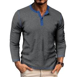 GITVIENAR Herren Langarmshirt, hochwertiger Stoff, Kragen-Henley-Shirt, ideales Hemd für Herbst und Winter (dunkelgrau,XL) von GITVIENAR