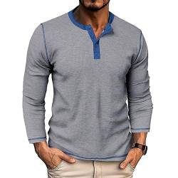 GITVIENAR Herren Langarmshirt, hochwertiger Stoff, Kragen-Henley-Shirt, ideales Hemd für Herbst und Winter (hellgrau,L) von GITVIENAR