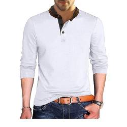 GITVIENAR Herren Polo-Shirt mit Stehkragen und Langen Ärmeln - strapazierfähig und langlebig für den täglichen Gebrauch (Weiss,M) von GITVIENAR