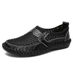 GITVIENAR Herren Stilvoll Loch Sandalen Klassische Riemchen Atmungsaktiv Mesh Coole Urlaub Freizeit Slip on Faule Strandschuhe Flache Weichem von GITVIENAR