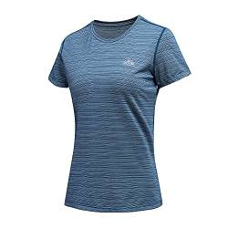 GITVIENAR Laufshirt Damen Kurzarm Sportshirt, Atmungsaktives Sportbekleidung Set Damen Funktionsshirt Rundhals Sport T-Shirt Trainingsshirt Sommer Yoga Oberteil, 1er Pack (Blau, XL) von GITVIENAR