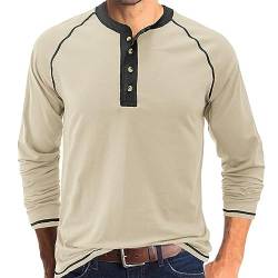 GITVIENAR Männer Poloshirt - Freizeit und schlankes Design für Herren Langarm-T-Shirt mit Rundhalsausschnitt Herren Basic-Shirt für den Herbst (Aprikose,L) von GITVIENAR