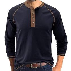 GITVIENAR Männer Poloshirt - Freizeit und schlankes Design für Herren Langarm-T-Shirt mit Rundhalsausschnitt Herren Basic-Shirt für den Herbst (Königsblau,XL) von GITVIENAR