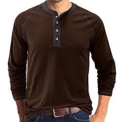 GITVIENAR Männer Poloshirt - Freizeit und schlankes Design für Herren Langarm-T-Shirt mit Rundhalsausschnitt Herren Basic-Shirt für den Herbst (braun,M) von GITVIENAR