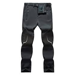 GITVIENAR Outdoorhose Herren Winterhose Gefüttert Softshellhose Warm Wasserdicht Winddicht Atmungsaktiv Verdickte Reflektierende Thermohose Skihose für Bergsteigen Wandern Reisen (Grau, 3XL) von GITVIENAR