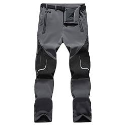 GITVIENAR Outdoorhose Herren Winterhose Gefüttert Softshellhose Warm Wasserdicht Winddicht Atmungsaktiv Verdickte Reflektierende Thermohose Skihose für Bergsteigen Wandern Reisen (Hellgrau, M) von GITVIENAR