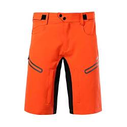 GITVIENAR Radlerhose Herren Fahrradhose Kurze MTB Shorts Radsport Atmungsaktiv ohne Sitzpolster (Orange, XL) von GITVIENAR