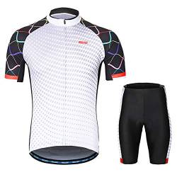 GITVIENAR Radtrikot Set Herren Damen, Kurzarm Fahrradtrikot + Radhose mit Sitzpolster für Sommer, Schnelltrocknende Atmungsaktive Fahrradbekleidung Set, Fahrradhose Shirt für Radfahren Laufen Sport von GITVIENAR