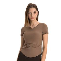 GITVIENAR Sport Oberteile Damen T-Shirt Kurzarm V-Ausschnitt Yoga Tops Fitness Shirt von GITVIENAR