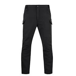 GITVIENAR Unisex Wanderhose Herren Damen Softshellhose Wasserdicht Winterhose Outdoorhose Winddicht Trekkinghose Hose Pants Winter Warm Gefüttert Skihose Atmungsaktiv Funktionshose (Schwarz, XXL) von GITVIENAR