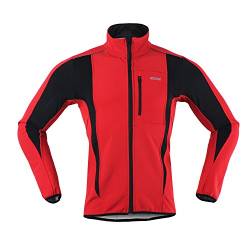 M.Baxter Fahrrad Trikot Winter Herbst Fahrradbekleidung Wasserdicht Winddicht Atmungsaktiv Warm Fleece Jacke (Rote, XXL) von GITVIENAR