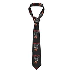 GIULIZ Basketball-bedruckte Herren-Krawatte – klassische Herren-Krawatte mit Anti-Float-Schnalle, Schwarz , One size von GIULIZ