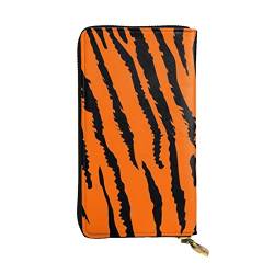 GIULIZ Orange Tiger Leopard bedruckte Damen-Geldbörse, großes Fassungsvermögen, Leder, Damen-Geldbörse mit mehreren Kartenfächern, Schwarz , Einheitsgröße von GIULIZ