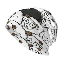 GIULIZ Strickmütze, Cartoon-Schwarz-Weiß-Schaf-Mütze für Erwachsene, stilvolle Stretch-Strickmütze, Schwarz , One size von GIULIZ