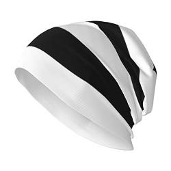 GIULIZ Strickmütze, gestreift, schwarz, weiß, bedruckt, für Erwachsene, stilvolle Stretch-Strickmütze, lässige Beanie-Mütze, Schwarz , One size von GIULIZ