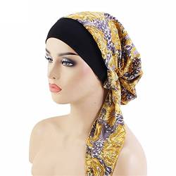 GIVBRO Stretch Turban Caps Boho Kopfbedeckung Wrap Haar Schal Breiter Rand Stirnband Chemo Haarausfall Hut Nightcap Duschkappe für Frauen (#H) von GIVBRO