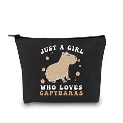 Capybaras Make-up-Tasche Capybara Liebhaber Zubehör Riesiges Modell Nager Geschenk Tiere Thema Geschenk Just A Girl Who Loves Capybaras Kosmetiktasche, Loves Capybaras Tasche, Kosmetiktasche aus Segeltuch mit Reißverschluss von GJTIM