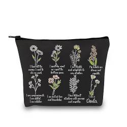 Doula Reißverschlusstasche Intuitive Geburt Arbeiter Affirmationen Geschenk Postpartum Doula Wertschätzung Geschenk I Am A Doula Floral Doula Make-up-Tasche, I Am A Doula Schwarz, von GJTIM