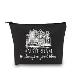 GJTIM Amsterdam Urlaub Urlaub Reise Überraschung Geschenk Niederlande Holland Holland Souvenir Geschenk Reise Make-up Reißverschlusstasche Geschenk für Amsterdam-Liebhaber, Good Idea Amsterdam, von GJTIM