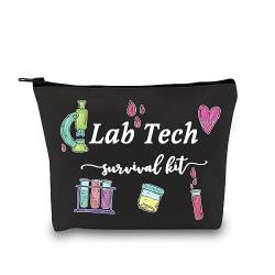 GJTIM Lab Tech Survival Kit Funny Lab Week Lab Tech Gift Laboratory Technician Zipper Pouch Makeup Bag, Survival Lab Tech Schwarz, Medium, Modern von GJTIM
