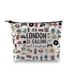 GJTIM London Getaway Weekend Gift London England UK Travel Souvenir Gift London Accessories Bag London Travel Kulturtasche, Must Go London Tasche, Kosmetiktasche aus Segeltuch mit Reißverschluss von GJTIM