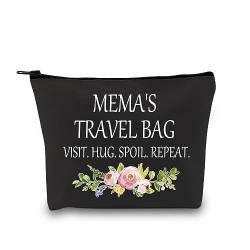 GJTIM Mema Kosmetiktasche Oma Mema Muttertag Geburtstag Wertschätzung Geschenk Reise Kulturbeutel für Mema, Mema's Travel Black, Modern von GJTIM