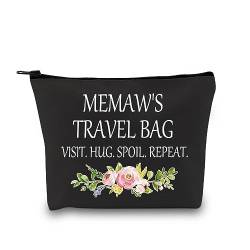 GJTIM Memaw Reisegeschenk Memaw Geburtstagsgeschenk Oma Kulturbeutel Make-up-Tasche Geschenk für Großmutter, Memaw's Travel Schwarz, Modern von GJTIM