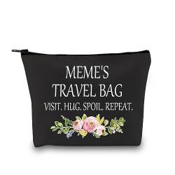 GJTIM Meme Geschenktasche mit Reißverschluss, Muttertagsgeschenk für Meme, Oma, Make-up, Reisetasche für Meme, Schwarz von GJTIM