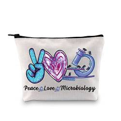 GJTIM Microbiolist Geschenk Chemie Geschenk Reißverschluss Beutel Frieden Liebe Mikrobiologie Wissenschaft Labor Woche Geschenk Make-up Tasche Geschenk für Frauen in der Wissenschaft, Love von GJTIM