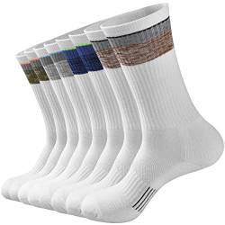 GKX Herren-Socken aus Baumwolle, athletisch, feuchtigkeitsregulierend, strapazierfähig, mit Polsterung, Multipack, Weiß (8 Paar), 46-49 EU von GKX