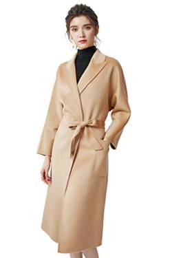 GL SUIT Wolle Trench Coats Kaschmirmantel Klassische fallendem Revers Lace-Up Placket Herbst-Winter-Leicht Warm Mid-Long Wollmantel Cardigan Jacken Outwear mit Gurt-Frauen,Camel,M von GL SUIT