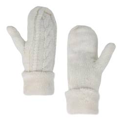 GLAITC Super Dicke Gestrickt Handschuhe,Damen Männer Warme Winter Strick Fäustlinge Warme Handschuhe Gestrickte für Frauen Mädchen Winterhandschuhe Fausthandschuhe Sporthandschuhe,1 Paar (White) von GLAITC