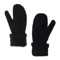 GLAITC Super Dicke Gestrickt Handschuhe,Damen Männer Warme Winter Strick Fäustlinge Warme Handschuhe Gestrickte für Frauen Mädchen Winterhandschuhe Fausthandschuhe Sporthandschuhe,1 Paar (black) von GLAITC