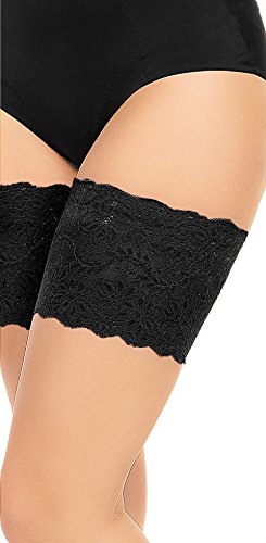 Glamory Damen Anti Chafing Oberschenkelbänder Stulpen, 100 DEN, Schwarz (Schwarz Schwarz), X-Large (Herstellergröße: XL-(48-50)) von GLAMORY