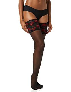 Glamory Damen Deluxe 20 Halterlose Strümpfe, 20 DEN, Schwarz-rot/Schwarz, 3XL von GLAMORY