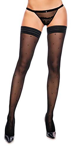 Glamory Damen Dotty 30 Halterlose Strümpfe, 30 DEN, Schwarz (Schwarz Schwarz), Large (Herstellergröße: L-(44-46)) von GLAMORY